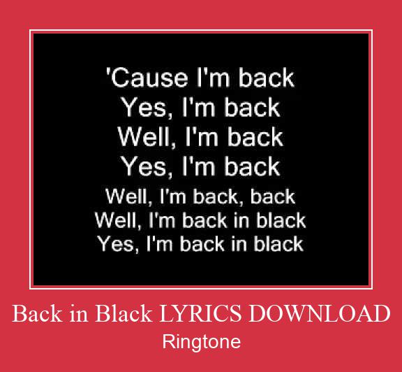 Back In Black LYRICS DOWNLOAD Ringtone download gratis